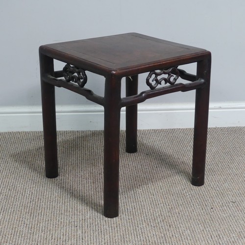 136 - An antique Chinese carved hardwood side Table / occasional Table, of small proportions, circa 1900, ... 