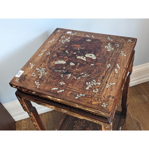 145 - A fine 19th century Chinese hardwood inlaid side Table, inlaid with ivory and exotic woods, square t... 