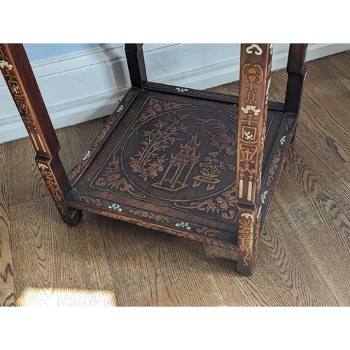 145 - A fine 19th century Chinese hardwood inlaid side Table, inlaid with ivory and exotic woods, square t... 