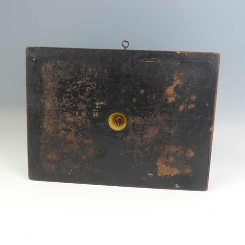 575 - A vintage metal faux-wood painted lock Box, with hidden alarm and anchor to base, W 35.5 cm x H 14 c... 