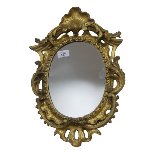 512 - A 19th century style small giltwood wall Mirror, central pediment with acanthus leaf and foliate scr... 