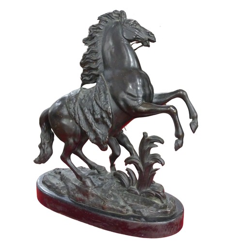 482 - A 19th century bronzed figure of a 'Marley Horse', signed 'Coustou', after Guillaume Coustou, H 41 c... 