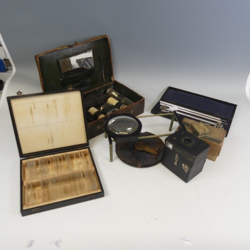 669 - A quantity of antique and vintage gentlemans Items, including ; sliding magnifying glass, pipes, gro... 