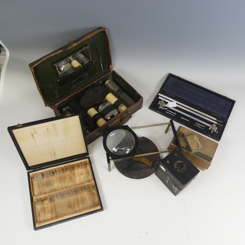 669 - A quantity of antique and vintage gentlemans Items, including ; sliding magnifying glass, pipes, gro... 