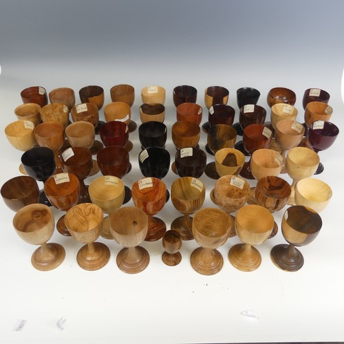 563 - The collection of Fred Howe (1910-1982); 53 turned treen specimen Goblets, consisting of a variety o... 