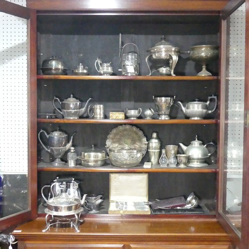 695 - A large quantity of Silver Plate, including ; tea pot, coffee pot, 'Dunhill' mug, knives, spoons, mu... 