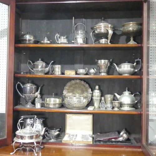 695 - A large quantity of Silver Plate, including ; tea pot, coffee pot, 'Dunhill' mug, knives, spoons, mu... 