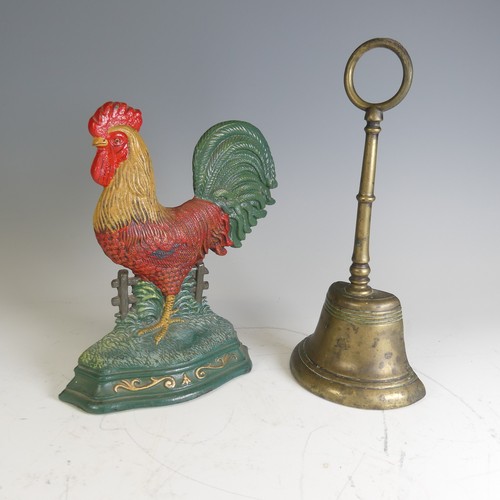 490 - A Georgian brass bell shaped Door Stop, together with a vintage painted Door Stop in the form of a c... 