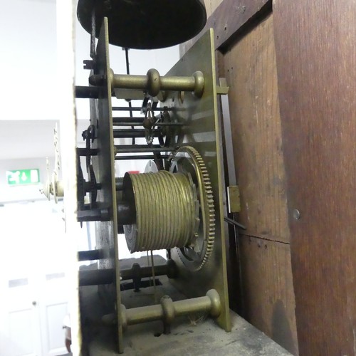 382 - A 19th century northern mahogany Longcase Clock, the arched hood above a glazed door flanked by turn... 