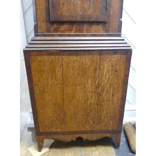 382 - A 19th century northern mahogany Longcase Clock, the arched hood above a glazed door flanked by turn... 