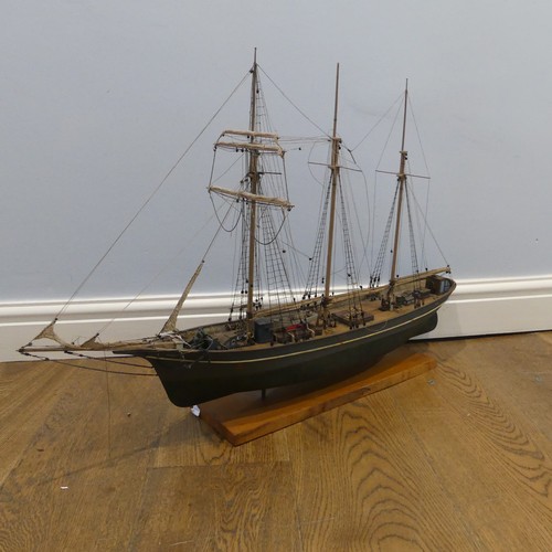 702 - A good antique model of The Three Masted Topsail Schooner 'Result', ''Built in Carrickfergus, Belfas... 