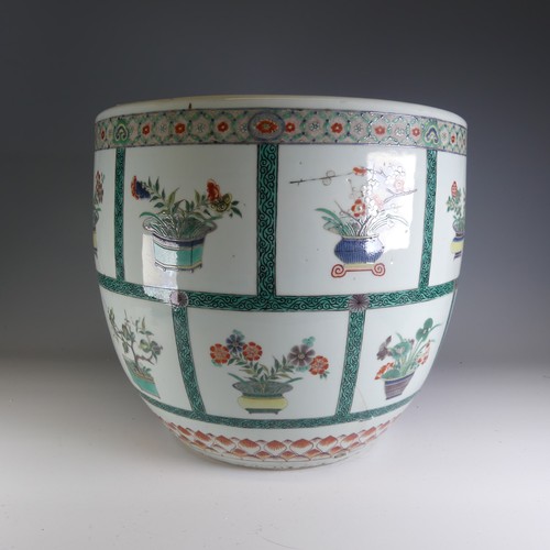 6 - An early 20thC Chinese porcelain Jardiniere, decorated in famille verte palette, with various depict... 
