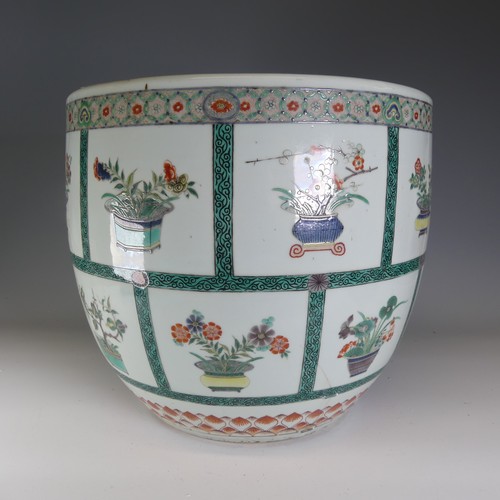 6 - An early 20thC Chinese porcelain Jardiniere, decorated in famille verte palette, with various depict... 