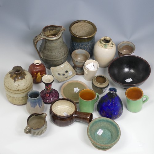 218 - A large quantity of Studio Pottery, to comprise a miniature Leach St Ives faceted Pot, H 4.5cm, a Ke... 