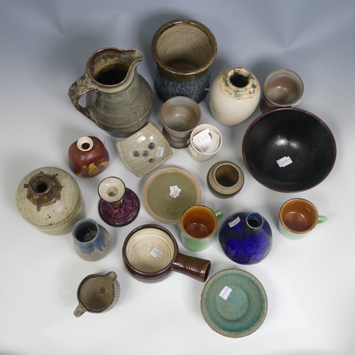 218 - A large quantity of Studio Pottery, to comprise a miniature Leach St Ives faceted Pot, H 4.5cm, a Ke... 