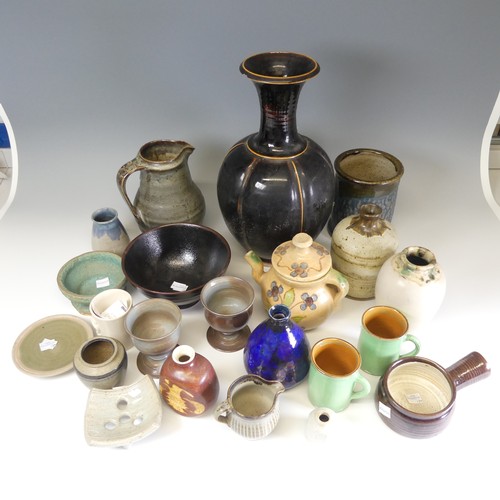 218 - A large quantity of Studio Pottery, to comprise a miniature Leach St Ives faceted Pot, H 4.5cm, a Ke... 