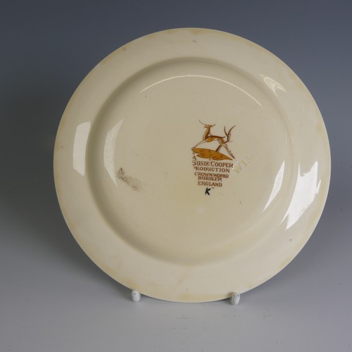 219 - A Susie Cooper Productions Plate, painted with a clipper boat, in within a bright yellow band and a ... 