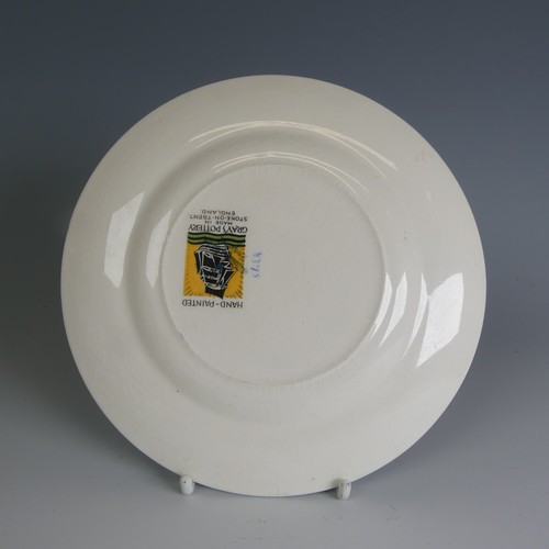 219 - A Susie Cooper Productions Plate, painted with a clipper boat, in within a bright yellow band and a ... 