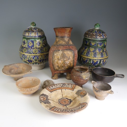 220 - A quantity of ceramic Antiquities, and antiquity style ceramics, to comprise Bowls, Plate, a three-f... 