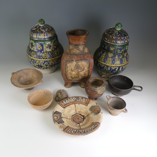 220 - A quantity of ceramic Antiquities, and antiquity style ceramics, to comprise Bowls, Plate, a three-f... 