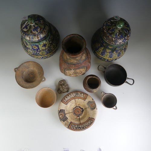 220 - A quantity of ceramic Antiquities, and antiquity style ceramics, to comprise Bowls, Plate, a three-f... 