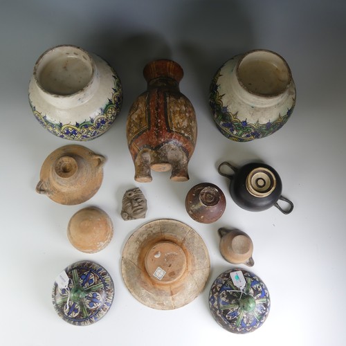 220 - A quantity of ceramic Antiquities, and antiquity style ceramics, to comprise Bowls, Plate, a three-f... 