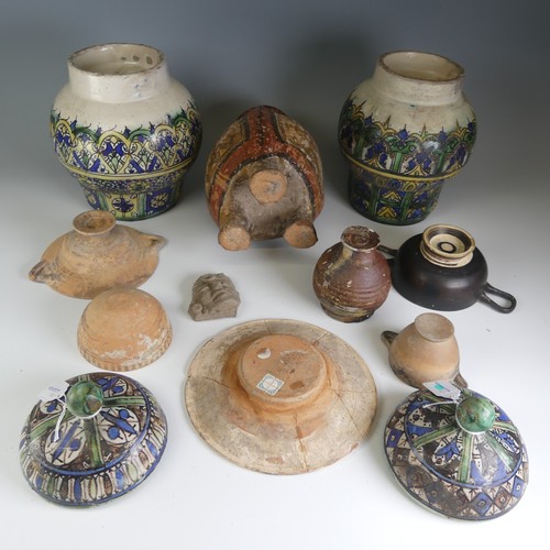 220 - A quantity of ceramic Antiquities, and antiquity style ceramics, to comprise Bowls, Plate, a three-f... 