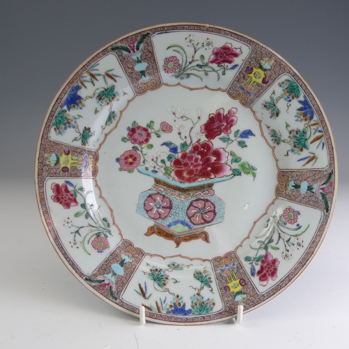 26 - A quantity of mid 18thC Chinese famille rose porcelain Plates, to comprise a pair decorated to the w... 