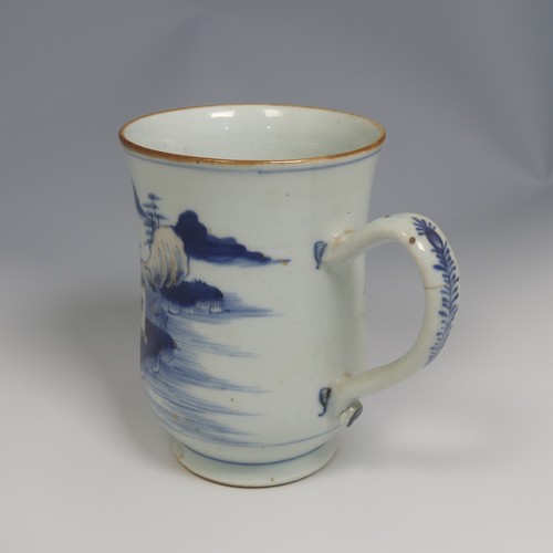 43 - A 19thC Chinese porcelain baluster Mug, of blue and white underglaze decoration and overglaze gilt, ... 