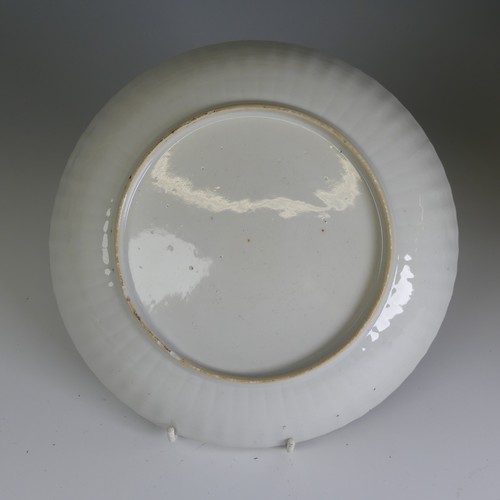 66 - An unusual 19thC Chinese export porcelain Plate, the plain ground with gilded foliate representation... 