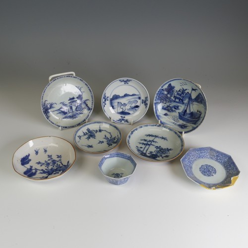 73 - A quantity of 19thC and later Chinese blue and white porcelain Teawares, to comprise a Saucer with i... 