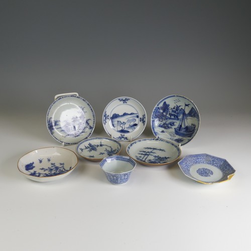 73 - A quantity of 19thC and later Chinese blue and white porcelain Teawares, to comprise a Saucer with i... 