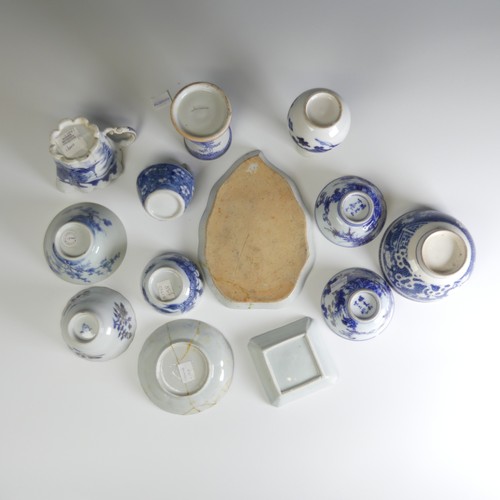 74 - A late 19thC Chinese blue and white Bottle Vase, of small proportions, together with Chinese blue an... 