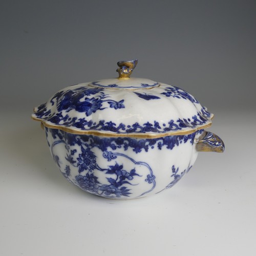 75 - A 19thC Chinese porcelain blue and white Tureen, of lobed circular form, profusely decorated in blue... 