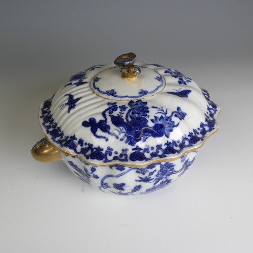 75 - A 19thC Chinese porcelain blue and white Tureen, of lobed circular form, profusely decorated in blue... 