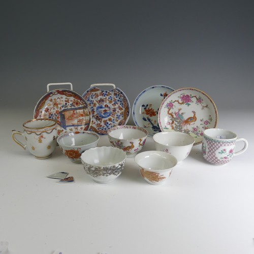 85 - A 19thC Chinese famille rose porcelain Teabowl and Saucer, finely decorated in colourful enamels of ... 