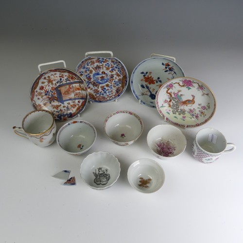 85 - A 19thC Chinese famille rose porcelain Teabowl and Saucer, finely decorated in colourful enamels of ... 