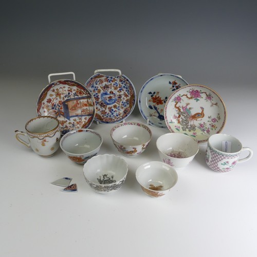 85 - A 19thC Chinese famille rose porcelain Teabowl and Saucer, finely decorated in colourful enamels of ... 