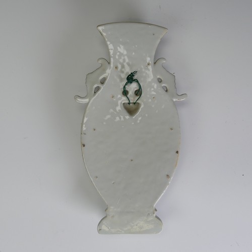 98 - A 19thC Chinese famille verte porcelain Wall Vase, of baluster form, decorated in enamels depicting ... 