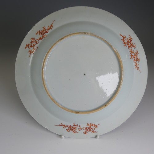 99 - A pair of 18thC Chinese export porcelain Plates, decorated in a Japanese style with iron red and gre... 