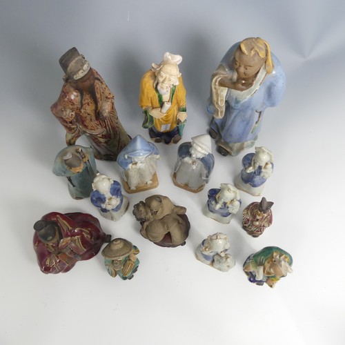 102 - A quantity of decorative Chinese pottery Figures, comprising six early 20thC depictions of Elders, t... 