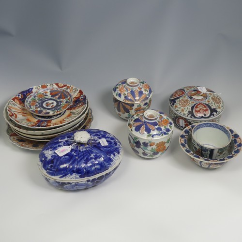 114 - A quantity of antique Japanese Imari and Arita Wares, to comprise a matched pair of 19thC Japanese v... 