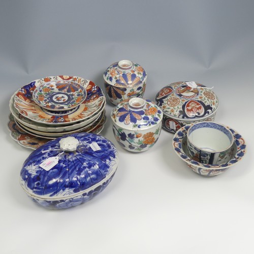 114 - A quantity of antique Japanese Imari and Arita Wares, to comprise a matched pair of 19thC Japanese v... 