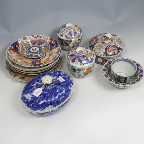 114 - A quantity of antique Japanese Imari and Arita Wares, to comprise a matched pair of 19thC Japanese v... 