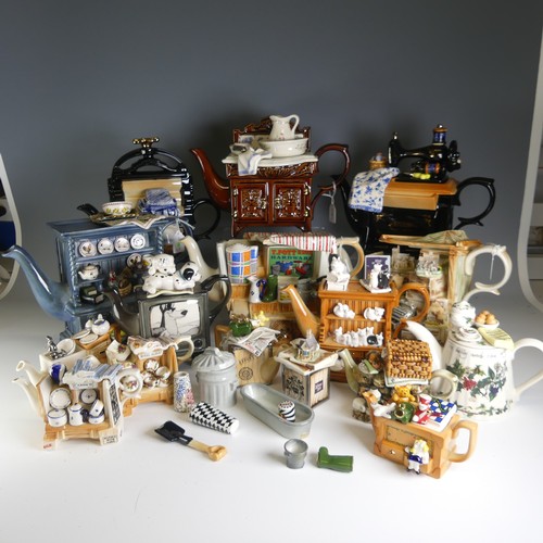 225 - A collection of Paul Cardew ceramic Teapots, including ; ''The Lilliput Lane market stall'', ''a Spe... 