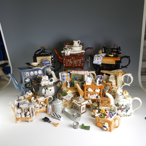 225 - A collection of Paul Cardew ceramic Teapots, including ; ''The Lilliput Lane market stall'', ''a Spe... 