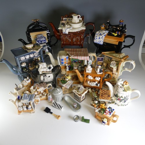 225 - A collection of Paul Cardew ceramic Teapots, including ; ''The Lilliput Lane market stall'', ''a Spe... 