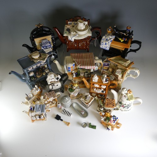 225 - A collection of Paul Cardew ceramic Teapots, including ; ''The Lilliput Lane market stall'', ''a Spe... 