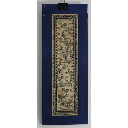 177 - An early 20th century silk embroidered Cantonese Piano Shawl, the cream ground with exotic birds and... 