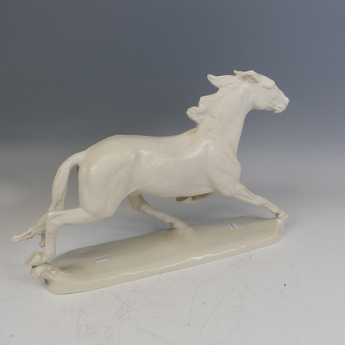 227 - A large Rosenthal white porcelain model of a galloping Horse, stamped 'Rosenthal Germany Kunstabteil... 